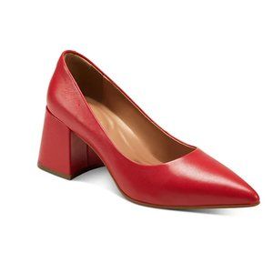 Red Thick Heel Red Pointy Pump AEROSOLES